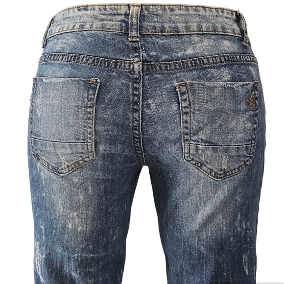 VIP Jeans Junior Size 5/6 Destroyed Acid Wash Skinny Lowrise Crop Jeans - Picture 5 of 6